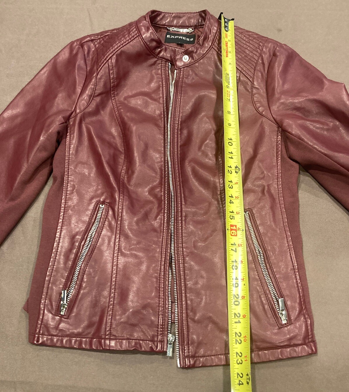 Express Maroon Bomber Jacket Polyurethane Viscose… - image 5