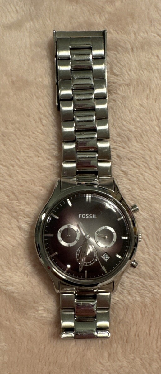 Fossil FS4673 Ansel Black Dial Stainless Steel Chronograph Men's