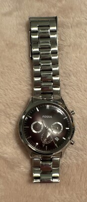 Fossil FS4673 Ansel Black Dial Stainless Steel Chronograph Men's