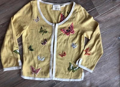 76 Vintage Anthropologie Guinevere Papillon Butterfly Cardigan S