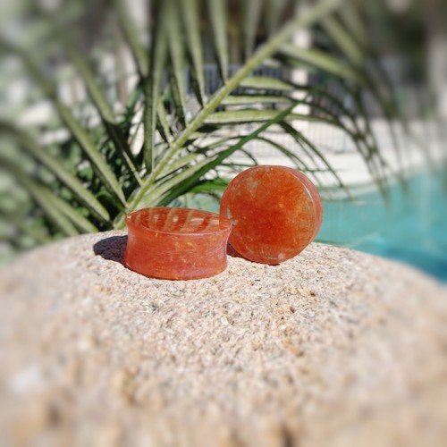 Clear Resin with Copper Resin Swirls Ear Plugs - Ear Gauges - Double Flared - Picture 3 of 3