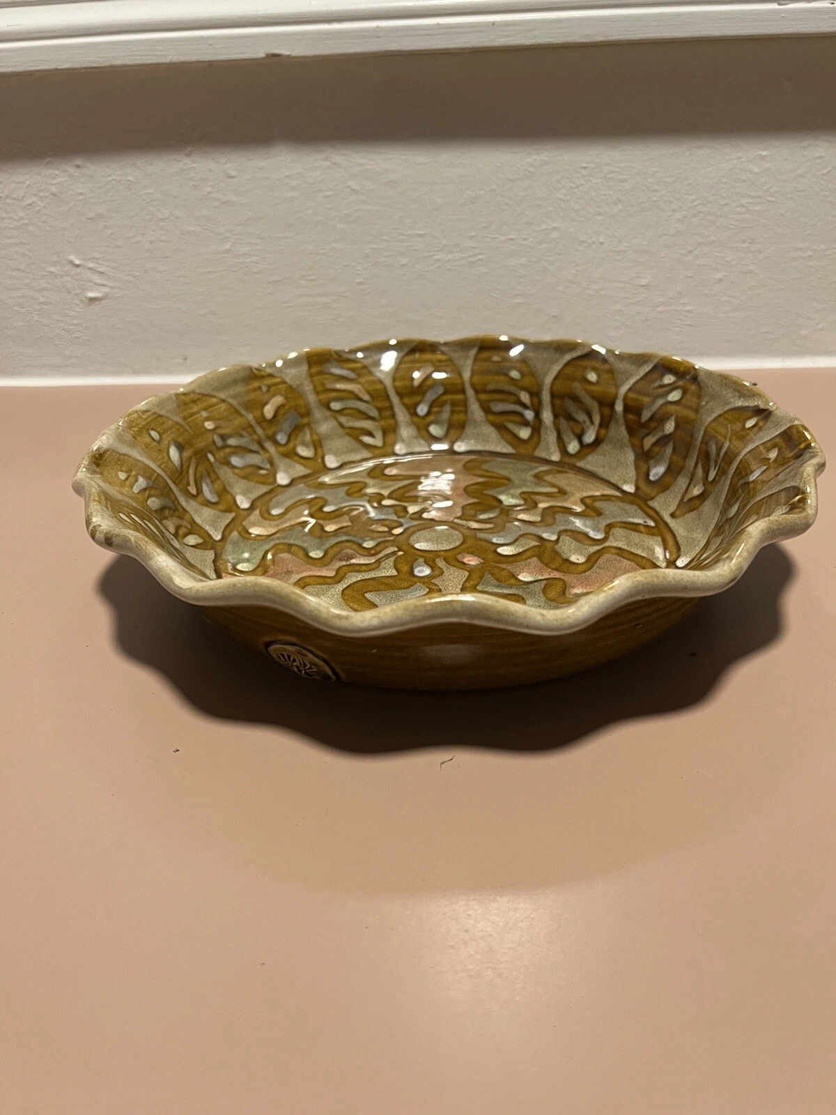 Pottery Deep Dish Pie Plate. 11”