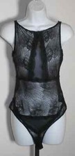 Guess Women's Jet Black Lace Thong One Piece Bodysuit Size M NWT