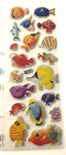 K Colorful Fish Seaweed Puffy Sticker Sheet Holiday Gift Character Kid Reward