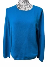 Charter Club Luxury 100% Cashmere Blue Sweater Pullover Women’s Size Large