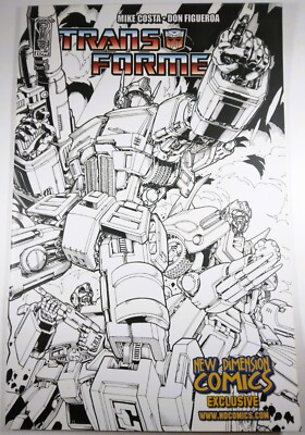    TRANSFORMERS #1 RE DON FIGUEROA B&W SKETCH VARIANT IDW 2009 NEW DIMENSION