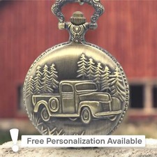 Vintage Pickup Truck Pocket Watch - Rustic Collectors Ford Chevy Classic Antique