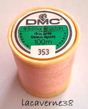 Bobine de fil a coudre DMC coton 100m tissus épais rose 353 couture main/machine
