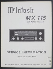 Original McIntosh MX115 FM Tuner Vorverstärker Service Information / Manual