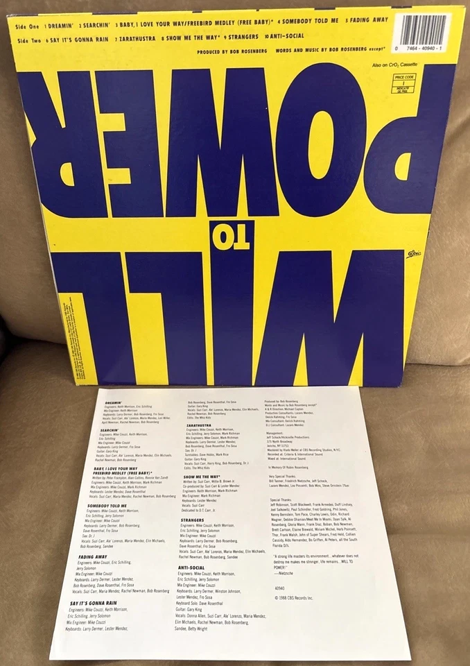 WILL TO POWER - self-titled debut album (1988) Vinyl LP Record. NEAR MINT! - Image 4 of 4