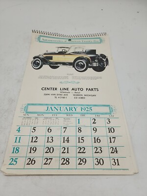 Automemories Of Nineteen Twenty-five Vtg 1979 Calendar Center Line Auto Parts.