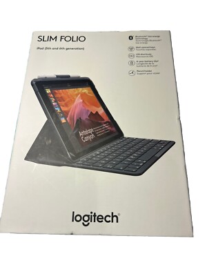 Logitech Slim Folio Keyboard/Cover Case Folio for iPad 5th/6th Gen - New Display