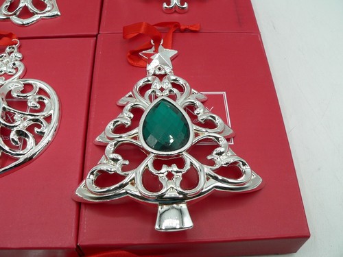 Lenox Set of 5 Bejeweled Silverplated Ornaments One box is missing, 4 brand new - Picture 10 of 17
