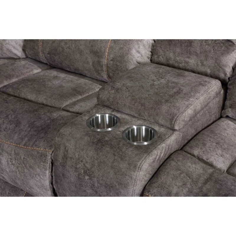 Brown Velvet Power Modular Recliner Sectional Sofa with 2 USB Port & Cup Holders