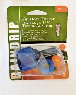 Raindrip R325C 3/4 Inch Hose Swivel to 1/4-Inch Tubing Adaptor, Blue/Black FS