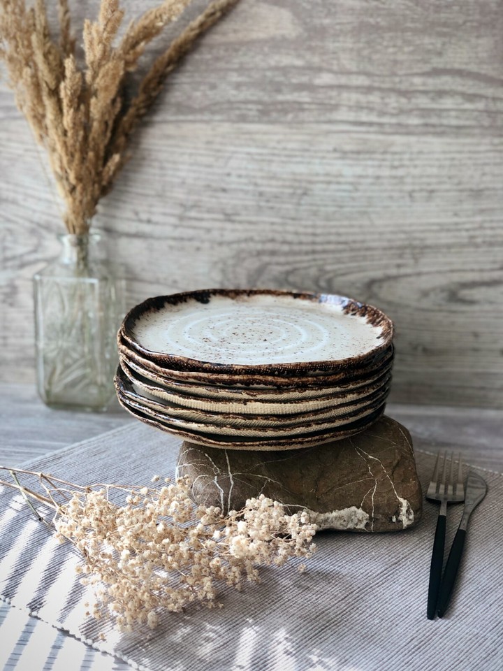 Rustic Ceramic Dinnerware Set Stoneware Dinner Cereal Pasta Salad Plate ...