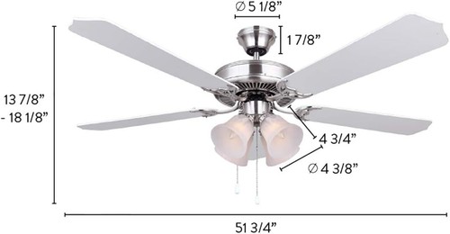 Canarm LTD St. James BPT 52 Alabaster Glass 4 Bulb 52-Inch, Brushed Pewter - Picture 2 of 6