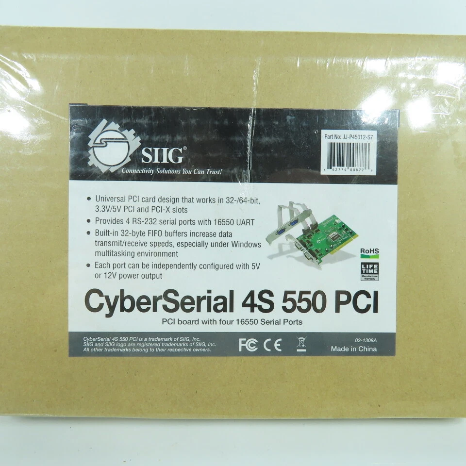 Siig CyberSerial 4S 550 PCI PCI Board With 4 16550 Serial Ports (Sealed) - Image 2 of 4