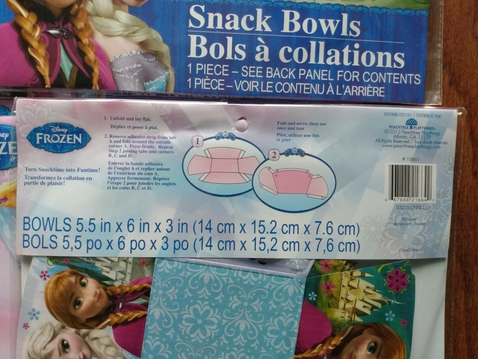 Lot of 13 Disney Frozen 3 Snack Bowls Fold & Serve 5.5" x 6" x 3" NEW - 39 total Foto 4 de 4