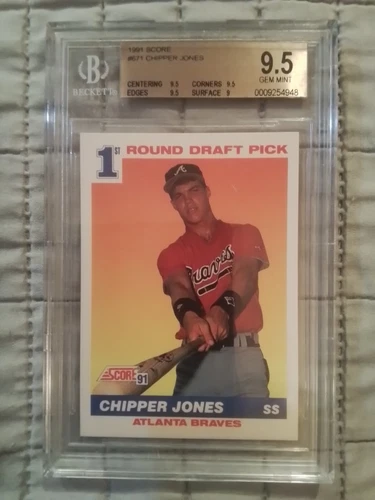 1991 Score Chipper Jones #671 Graded BGS 9.5 GEM MINT Rookie Baseball Card