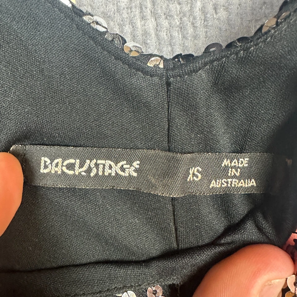 Vestido Backstage Mujer Extra Pequeño Negro Lentejuelas Brillante Mini Forrado Foto 3 de 4