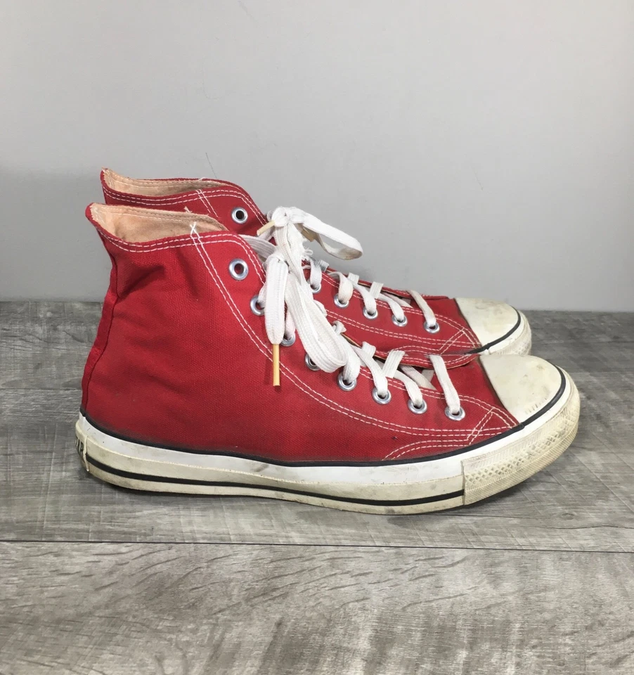 CONVERSE Chucks Mens All Star Red High Top Shoes Sneakers Kicks Size 9.5 Vtg - Image 2 of 4
