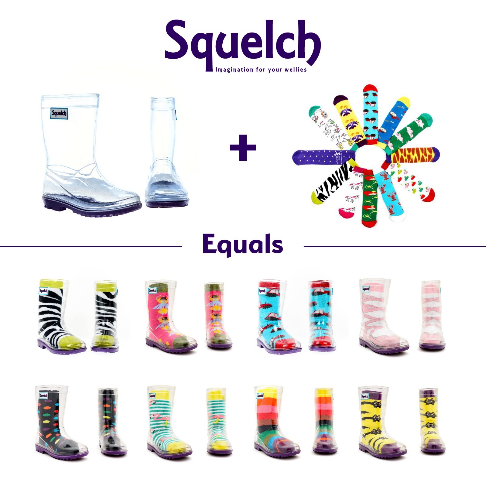 Squelch Kids Transparent Wellies 
