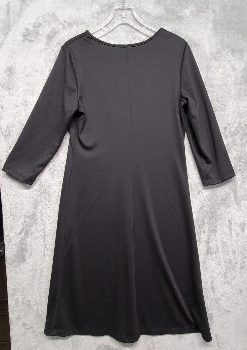 black travel dress with sleeves SUE SARTOR Flounce