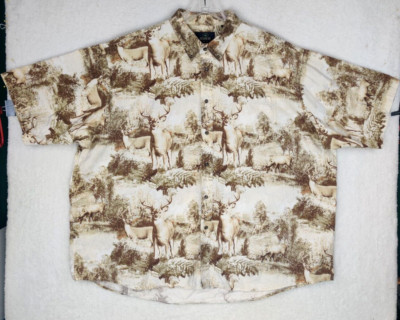 Redhead Men's 4XL Button Down Deer Buck Print Long Sleeve Dress Shirt 5571