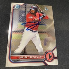 2022 Bowman Chrome  #BCP-80 Junior Sanquintin Cleveland Guardians Signed Auto