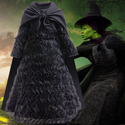 Costume Elphaba Strega Costume Strega Elphaba Per Ragazze - Completo Con Mantello E Cappello Per Halloween Costume Musical Wickedy