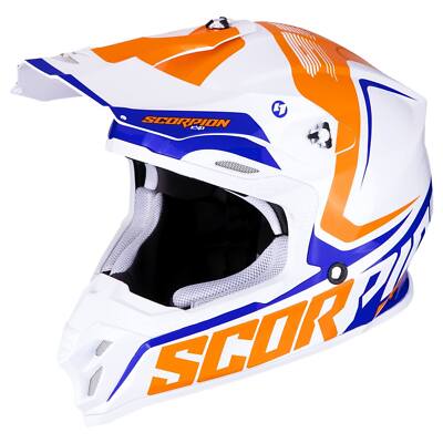 Scorpion VX-16 AIR ERNEE Motorrad Crosshelm - Perlweiß orange blau