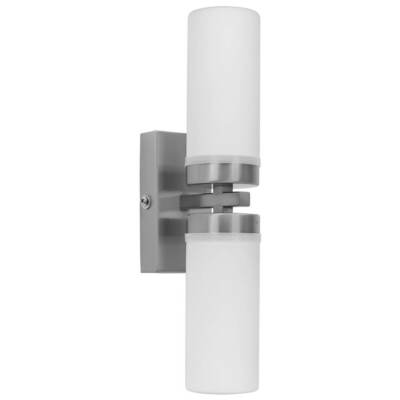 Badleuchte Wandlampe IP 44 nickelfarben Glas opal Fassung 2x E14 max. 40W Globo