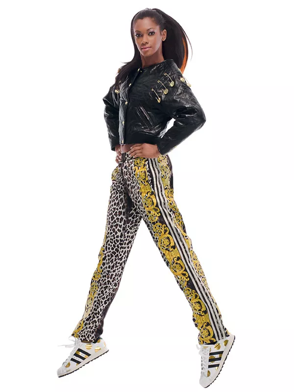 adidas JEREMY SCOTT CUIR MATELASS veste de motard noire femme taille L Rihanna