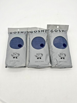 Lot of 3 GOSHI Exfoliating Shower Towels - Rip-Resistant Small, Blue