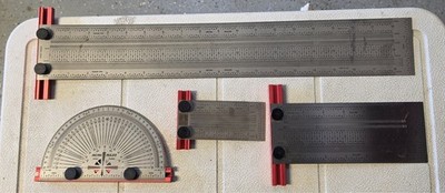 INCRA Rules 4-Piece Lot 18'' 6'' Tiny T Protractor Stainless Woodworking