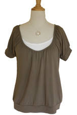 H&M T-Shirt Shirt Basic khaki grün Gr. 36 S NEU