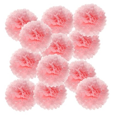 Seidenpapier Pompons 4 Zoll, 12 Stück Papierblumenkugeln, für hellrosa