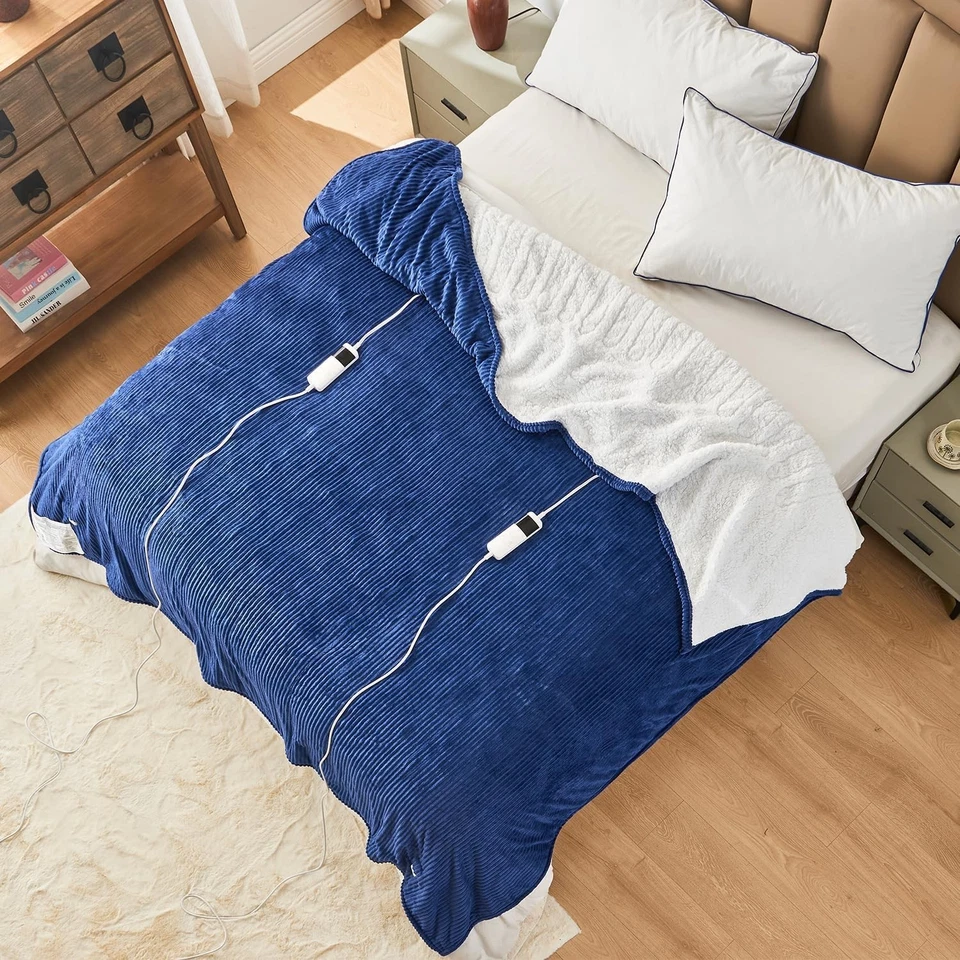 Queen 84''x90'' Electric Blanket with Fast Heat & 10 Levels - Flannel & Sherpa - Image 4 of 4