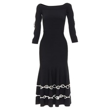 Alexander Mcqueen Viscose Knit White Openwork Dress Women Black S