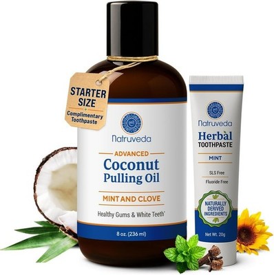 Cocomint Oil Pulling Mouthwash for Complete Oral Hygiene, 7 Essential Oils & Vit