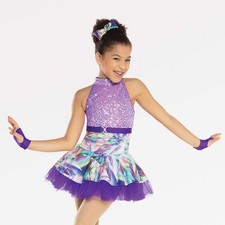 Dance Costume Large Child Purple Revolution RC20936 Jazz Tap Theater Sequin tutu