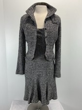 Diane Von Furstenberg 2 Pc Dress Set Women’s 6 Tweed Black White Career Classic