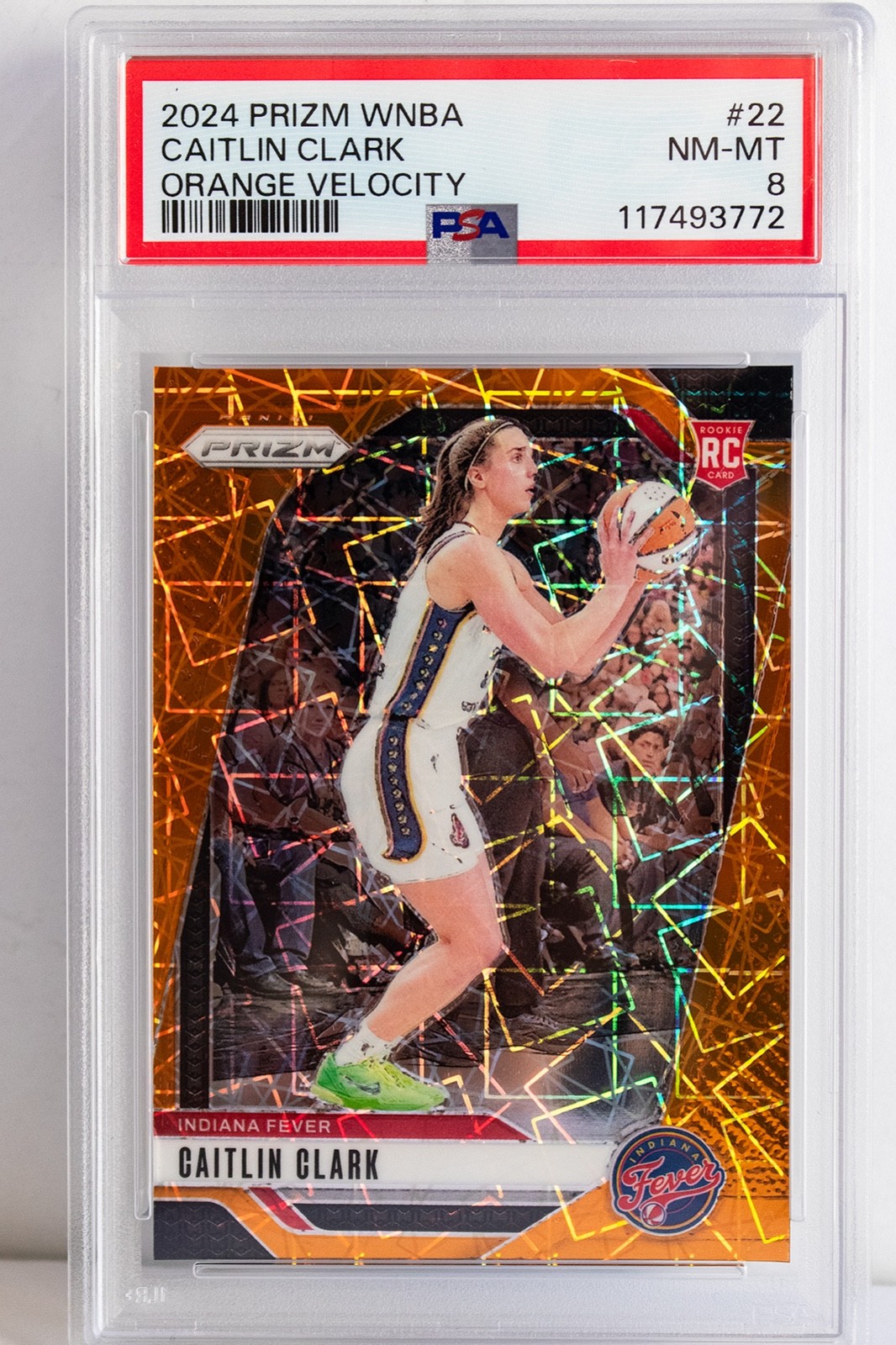 2024 Prizm WNBA Caitlin Clark #22 Orange Velocity PSA 8- Rookie