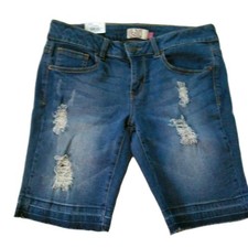 SO Distressed Frayed Jean Shorts Girls Size 7 Blue NWT