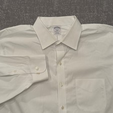 Brooks Brothers 1818 Regent Fit White Non-Iron Dress Shirt Mens 18-4/5 Cotton