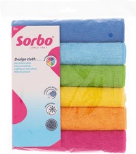 Image of Sorbo Pack of 6 Microfibre Cleaning Cloths, Multipurpose Cleaning Towels, Strea