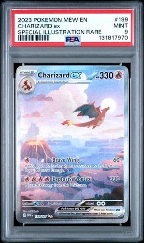 2023 POKEMON MEW EN-151 SPECIAL ILLUSTRATION RARE #199 CHARIZARD EX PSA 9