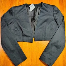 Angelo Tarlazzi Paris Black Cropped Jacket Blazer Women's Size 42 Made in France