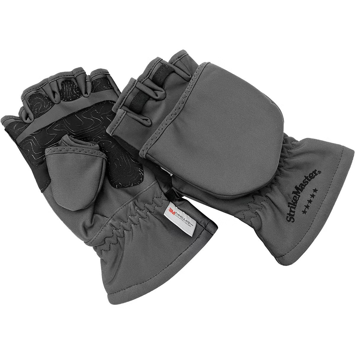 StrikeMaster Ice Auger Flip Mitt Mittens Cold Weather Fishing Gloves Grey Black 5690₽